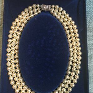 Camrose & Kross Jackie Kennedy Triple Strand Pearl Necklace